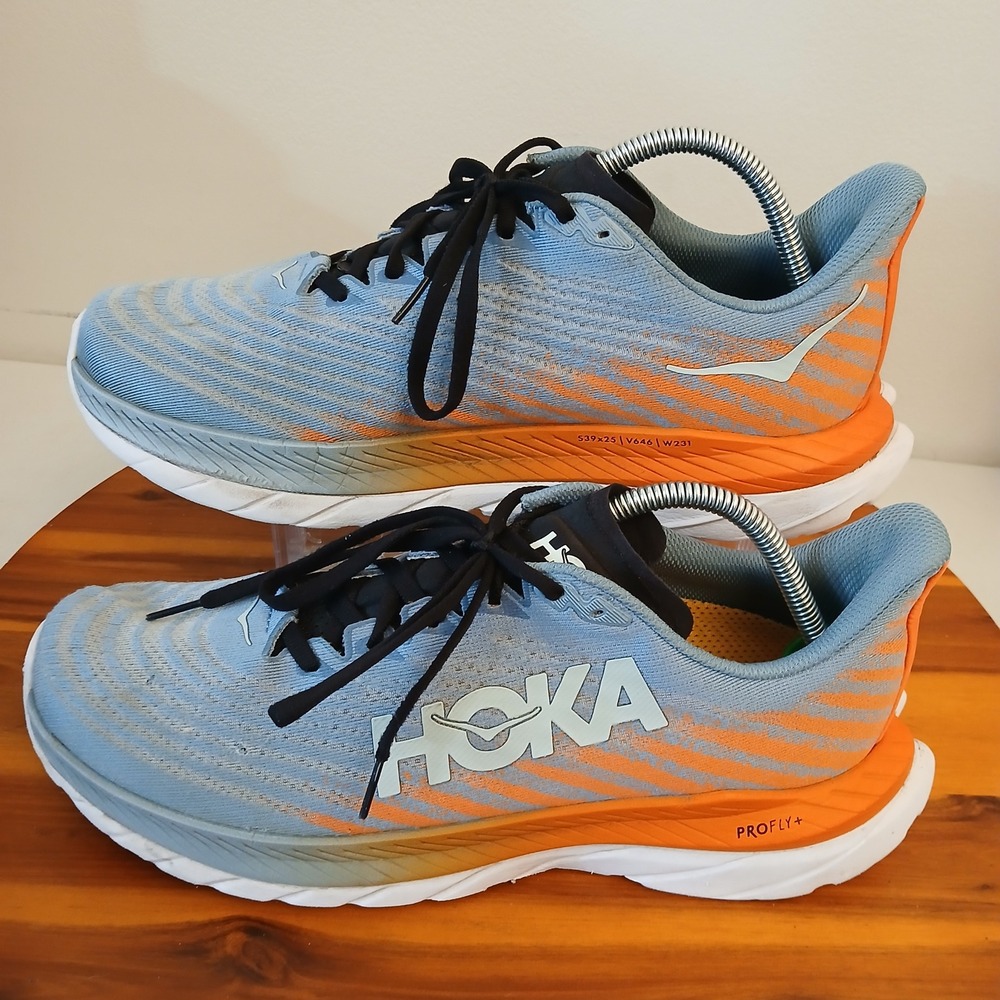 Hoka Mach 5 Mens 10.5 Blue Orange Running Shoes Sneakers 1127893 MSPBL
